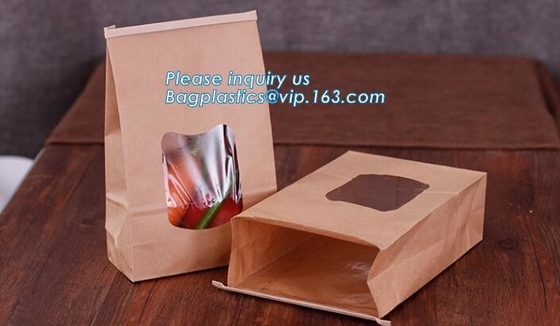Bolsos del embalaje del pan de la tostada del bocadillo, bolsa de papel disponible personalizada del embalaje del pan de la comida que cuece Kraft con Logo Print Fo