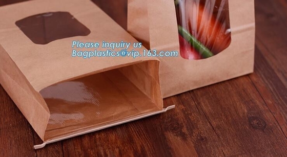 Bolsos del embalaje del pan de la tostada del bocadillo, bolsa de papel disponible personalizada del embalaje del pan de la comida que cuece Kraft con Logo Print Fo