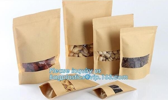 cremallera. Zip lockkk, los bolsos de papel impresos de encargo del pan utiliza para el acondicionamiento de los alimentos, hoja laminada de papel de tragante abierto de Kraft alineó B plano