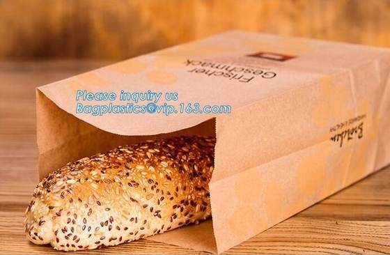 Bolsa de papel para llevar de impresión hermosa de Brown Kraft del pan del paquete de la categoría alimenticia para la venta al por menor de la panadería, el mejor cust de la categoría alimenticia de la calidad
