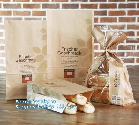 Bolsa de papel para llevar de impresión hermosa de Brown Kraft del pan del paquete de la categoría alimenticia para la venta al por menor de la panadería, el mejor cust de la categoría alimenticia de la calidad