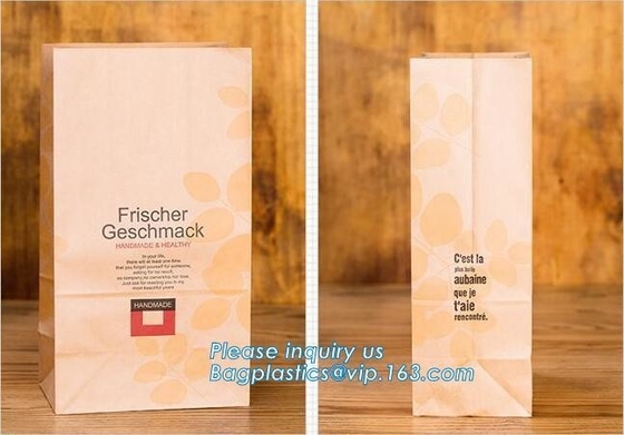 Bolsa de papel para llevar de impresión hermosa de Brown Kraft del pan del paquete de la categoría alimenticia para la venta al por menor de la panadería, el mejor cust de la categoría alimenticia de la calidad