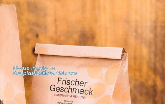 Bolsa de papel para llevar de impresión hermosa de Brown Kraft del pan del paquete de la categoría alimenticia para la venta al por menor de la panadería, el mejor cust de la categoría alimenticia de la calidad