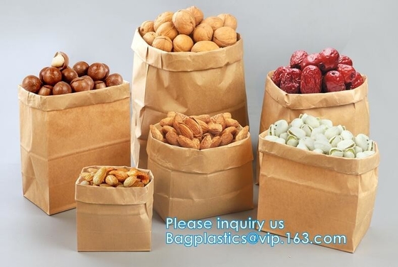 Bolsa de papel de empaquetado de papel blanca de la harina del trigo candeal de la parte inferior de Kraft SOS de la categoría alimenticia del bajo costo 120gsm, categoría alimenticia de la impermeabilización de la grasa