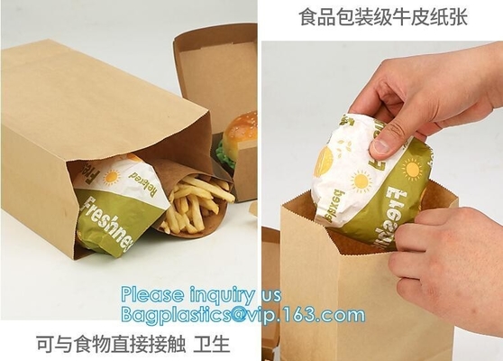 Bolsa de papel de empaquetado de papel blanca de la harina del trigo candeal de la parte inferior de Kraft SOS de la categoría alimenticia del bajo costo 120gsm, categoría alimenticia de la impermeabilización de la grasa