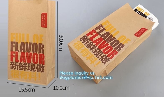 papel de Kraft marrón del pan impermeable a la grasa del bocado de la bolsa de papel de Kraft de la comida del bolso del pan de la panadería del acondicionamiento de los alimentos del papel del pote 60g 70g Kraft b