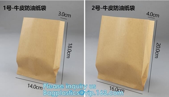El papel de Logo Printed Greaseproof Fast Food envuelve/las bolsas de papel, bolsas de papel de la prueba de la hoja del abrigo de los alimentos de preparación rápida, bolsas de papel de la panadería, bre