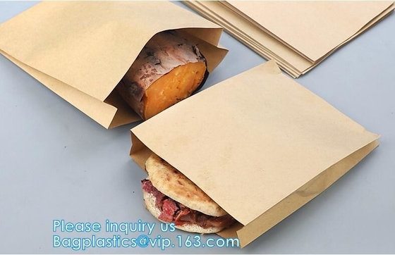 El papel de Logo Printed Greaseproof Fast Food envuelve/las bolsas de papel, bolsas de papel de la prueba de la hoja del abrigo de los alimentos de preparación rápida, bolsas de papel de la panadería, bre