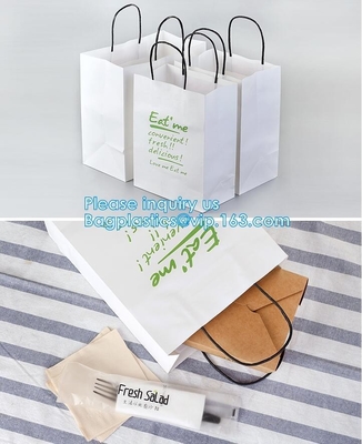 Bolsa torcida de papel de encargo de las compras de la manija de Kraft con Logo Printed, bolso que hace compras de papel de Kraft con la manija, bagease