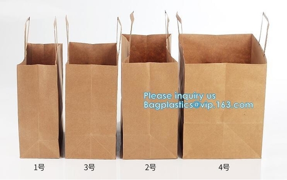 Bolso que hace compras de papel de encargo con la manija, bolso de compras de papel de Kraft, papel de Logo Printed Grocery Packaging Craft Brown Kraft