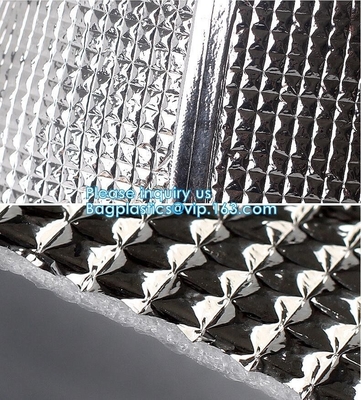 Bolso termal aislado no tejido reutilizable del refrigerador de la entrega de la comida del almuerzo del papel de aluminio, papel de aluminio caliente del uso de la entrega de la comida i