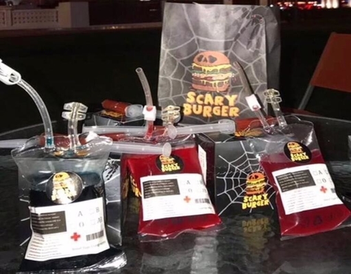 El bolso de empaquetado de la bebida del zumo de fruta del bolso de la bebida de los bolsos de la sangre del vampiro, partido de Halloween para el bolso de la bebida de la energía de la sangre se dobla el puerto IV