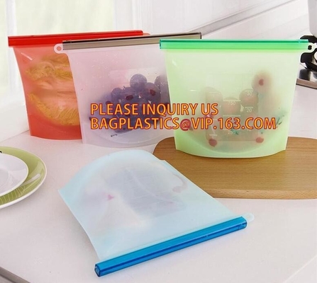 Bolso fresco del silicón de la comida del almacenamiento del silicón lavable reutilizable del bolso para el bagplasti del bagease de la preservación de la carne de las legumbres de frutas