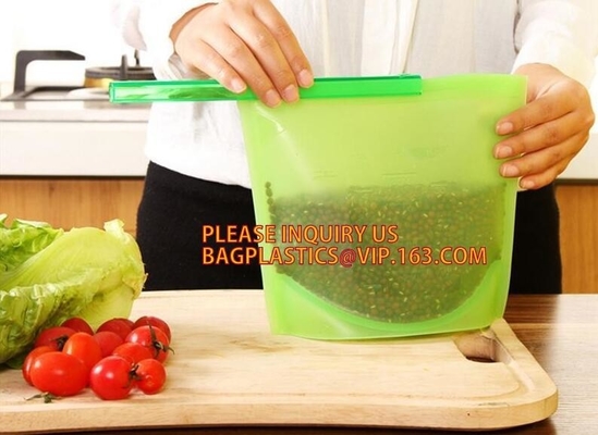 Bolso fresco del silicón de la comida del almacenamiento del silicón lavable reutilizable del bolso para el bagplasti del bagease de la preservación de la carne de las legumbres de frutas
