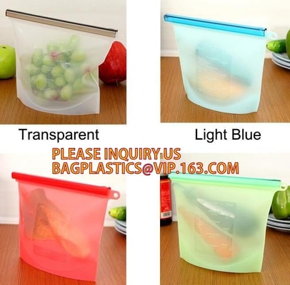Bolso fresco del silicón de la comida del almacenamiento del silicón lavable reutilizable del bolso para el bagplasti del bagease de la preservación de la carne de las legumbres de frutas