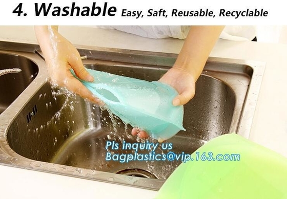 Bolso reutilizable de la comida del silicón de la preservación del almacenamiento, bolso reutilizable de la comida del almacenamiento del silicón del FDA con Zip lockkk en bagease de la microonda
