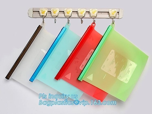 Bolso reutilizable versátil de la conservación de alimentos del silicón del sello del contenedor de almacenamiento hermético de la comida, Logo Zip Lock Reusable Sil de encargo