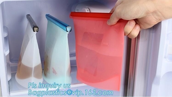Bolso reutilizable versátil de la conservación de alimentos del silicón del sello del contenedor de almacenamiento hermético de la comida, Logo Zip Lock Reusable Sil de encargo