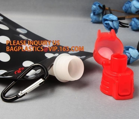 Bolso de agua reutilizable plegable libre de encargo de 480ml BPA, BPA libre, comida grade/MSDS del FDA y bolso de agua plegable barato del PE, promoción