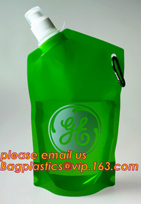 500ml puede bolso de agua plegable de la botella de agua del plegamiento CON el gancho, botella de consumición plegable de los niños/bolso de agua plegable 16oz pac