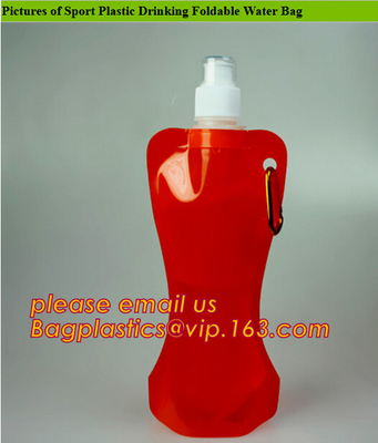 500ml puede bolso de agua plegable de la botella de agua del plegamiento CON el gancho, botella de consumición plegable de los niños/bolso de agua plegable 16oz pac