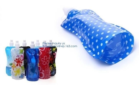 el frasco plegable plegable TPU de la taza 250ml-600ml exprime los bolsos corrientes de la botella de agua de los deportes al aire libre, agua de los deportes del plegamiento 1L