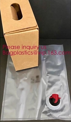el bolso plástico del vino de la válvula de 2L 3L 5L en dispensador del agua de la caja laminó el bolso de aluminio del babero en paquete del bagease del bolso del dispensador del vino de la caja
