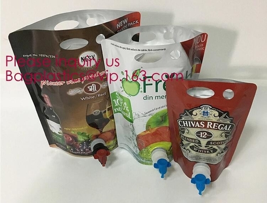 Vino Juice Bag en la caja que empaqueta los bolsos plásticos del vino de 3l 5l 10l, fruta Juice Beverage Syrup Wine Bag en caja con bageas de la válvula