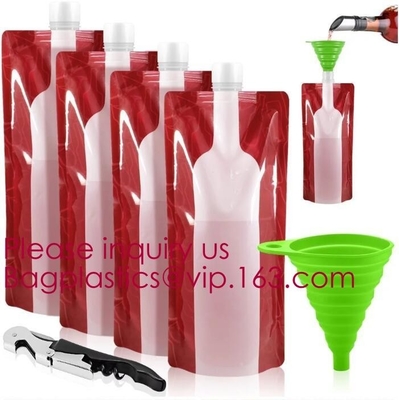 Bolsa plástica reutilizable portátil de la botella de vino del bolso plegable del vino, bolso de empaquetado de encargo del pvc de la botella de vino, vodka, vino, alcohol