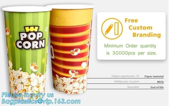 LA CAJA DE PAPEL DE LAS PALOMITAS, TAZA DE LAS PALOMITAS, CAJA DEL POLLO, MARCADO EN CALIENTE DE ENCARGO, 24OZ, 32OZ, 46OZ, ELIMINA EL PAQUETE, TAZA DE PAPEL DE KRAFT, TAPA, PAC