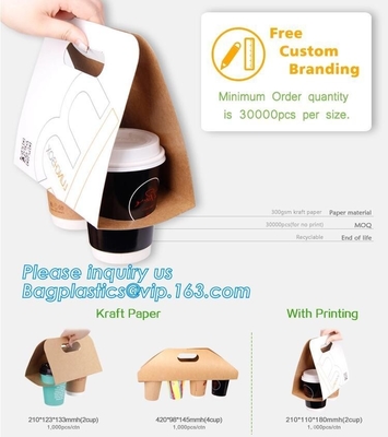 El portador de la taza de papel, aduana se lleva al portador de la taza de café de 2 bebidas, soporte de vaso de papel disponible, disposa caliente del soporte de vaso/del papel
