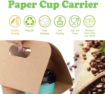 El portador del soporte de vaso del café del papel de la cartulina, portadores de papel de la bebida de la taza de café de 2 paquetes, saca la bebida Carrie de la taza de café de 2 paquetes