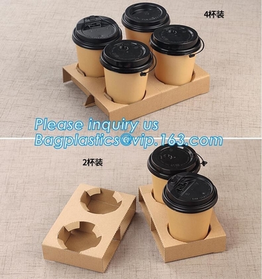 Soporte de vaso Tray Carrier, tenedor de papel, tenedor de periódico que recicla, t del papel de las muestras libres 4 de Disposable Take Away del fabricante
