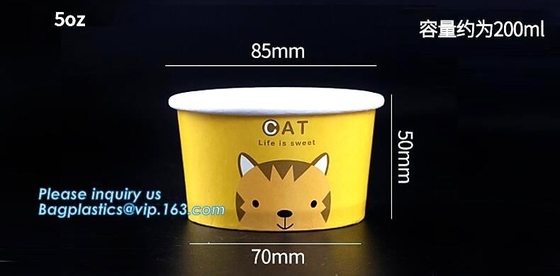 taza de papel de helado de 12oz 360ml 34oz 1000ml y tapa del papel, taza reciclada de un sólo recinto 500ml del helado 16oz de la capa doble del PE