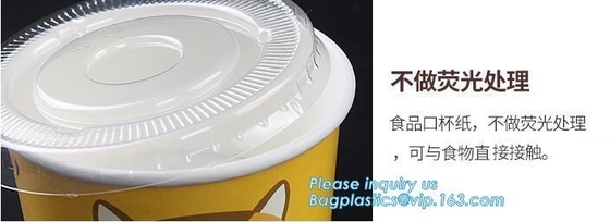 taza de papel de helado de 12oz 360ml 34oz 1000ml y tapa del papel, taza reciclada de un sólo recinto 500ml del helado 16oz de la capa doble del PE