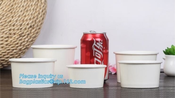 Taza caliente de papel disponible de la sopa con la tapa plana de papel, bagease caliente plástico disponible de las tazas de la sopa del envase microwaveable de la tienda de delicatessen