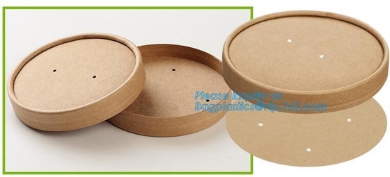 tazas de la sopa del papel con la taza caliente de papel de Kraft de la sopa de las tapas de papel, taza disponible de la sopa del papel de Kraft con la tapa de papel, paquete del bagease