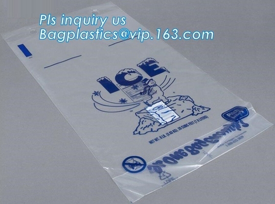 Los BOLSOS AMISTOSOS de la BOLSA DE HIELO de ECO, ECO PONEN VERDE EMPAQUETANDO, BIO BOLSO de HIELO, la bolsa de plástico de hielo cristalina del top disponible del lazo,