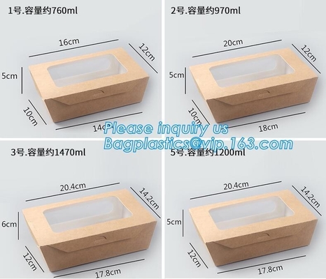 Caja acanalada de empaquetado reciclable al por mayor de encargo del almuerzo del papel de Kraft de la comida, bro superior de la fiambrera del plegamiento del papel de la caja de la comida