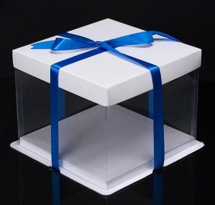 Caja de torta cuadrada modificada para requisitos particulares del macaron barato blanco del cuadrado del color para embalar, caja alta de grabación en relieve de papel de la torta de la luna de la taza del queso