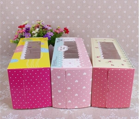 Caja de torta cuadrada modificada para requisitos particulares del macaron barato blanco del cuadrado del color para embalar, caja alta de grabación en relieve de papel de la torta de la luna de la taza del queso