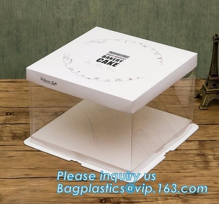 La torta de encargo barata de la caja de la manija de la magdalena encajona al por mayor, se lleva las cajas de torta de las cajas de cartón de las cajas de torta de cumpleaños bagplastic