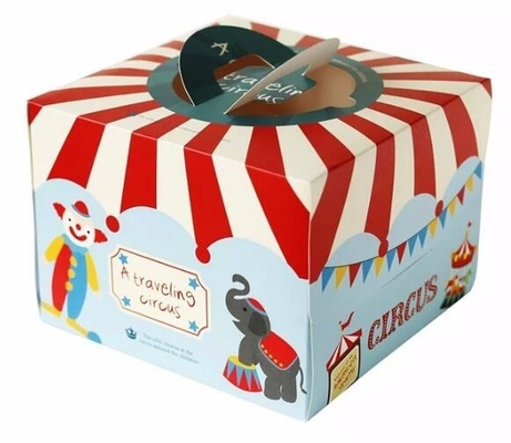 Caja de regalo de empaquetado del papel de la comida del envase de la torta de la caja de torta con la caja de cartón de la manija, cartulina de papel modificada para requisitos particulares barata Birthda