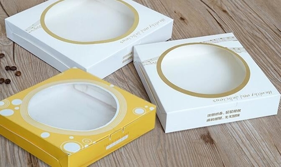 Galleta de la ventana del papel de Kraft/caja claras de la galleta/de torta, venta al por mayor de papel revestida de la caja de torta de la cartulina de lujo de lujo por encargo