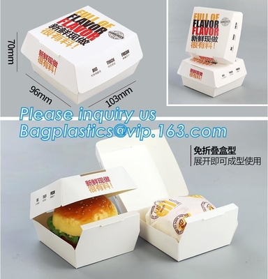 Caja 100% con el logotipo, caja de la hamburguesa de la categoría alimenticia de la aduana de papel de la cartulina de la buena calidad de la categoría alimenticia, color plástico disponible del paquete