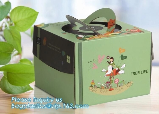 la caja de pastel de bodas modificada para requisitos particulares blanca de la caja de torta de la ventana de la caja de la magdalena de la economía, 6inch en existencia ACARICIA la caja de torta clara plástica de cumpleaños