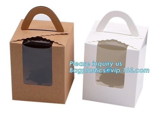 la caja de pastel de bodas modificada para requisitos particulares blanca de la caja de torta de la ventana de la caja de la magdalena de la economía, 6inch en existencia ACARICIA la caja de torta clara plástica de cumpleaños