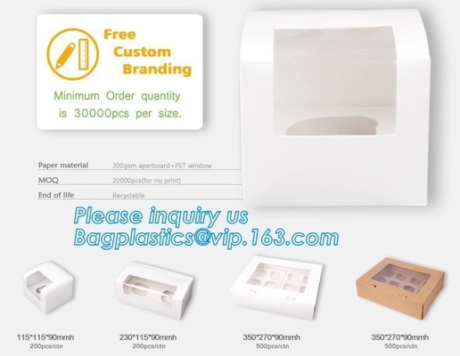 Plástico negro transparente de alta calidad del ANIMAL DOMÉSTICO alrededor de la caja de torta decorativa alta, cajas de pastel de bodas individuales decorativas con
