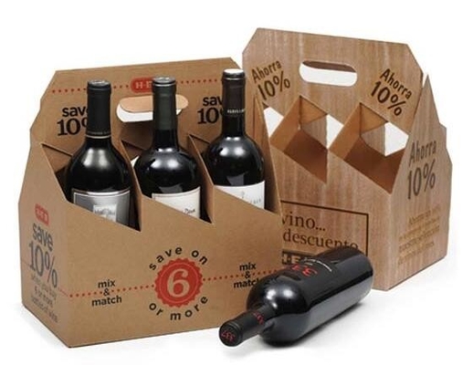 El color de encargo al por mayor imprimió la caja acanalada del portador de papel de la botella del vino 6 del cartón de la cartulina, botella de la cartulina del arte 4 paquetes