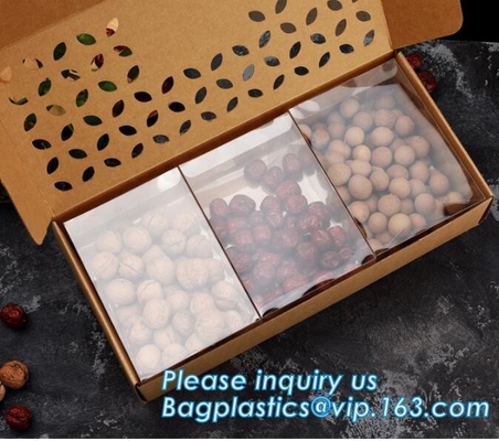 caja de empaquetado de la nuez de papel, perno acanalado y caja de empaquetado de la nuez, caja de regalo de papel de Kraft con el levantar claro de la ventana del pvc para el Ca